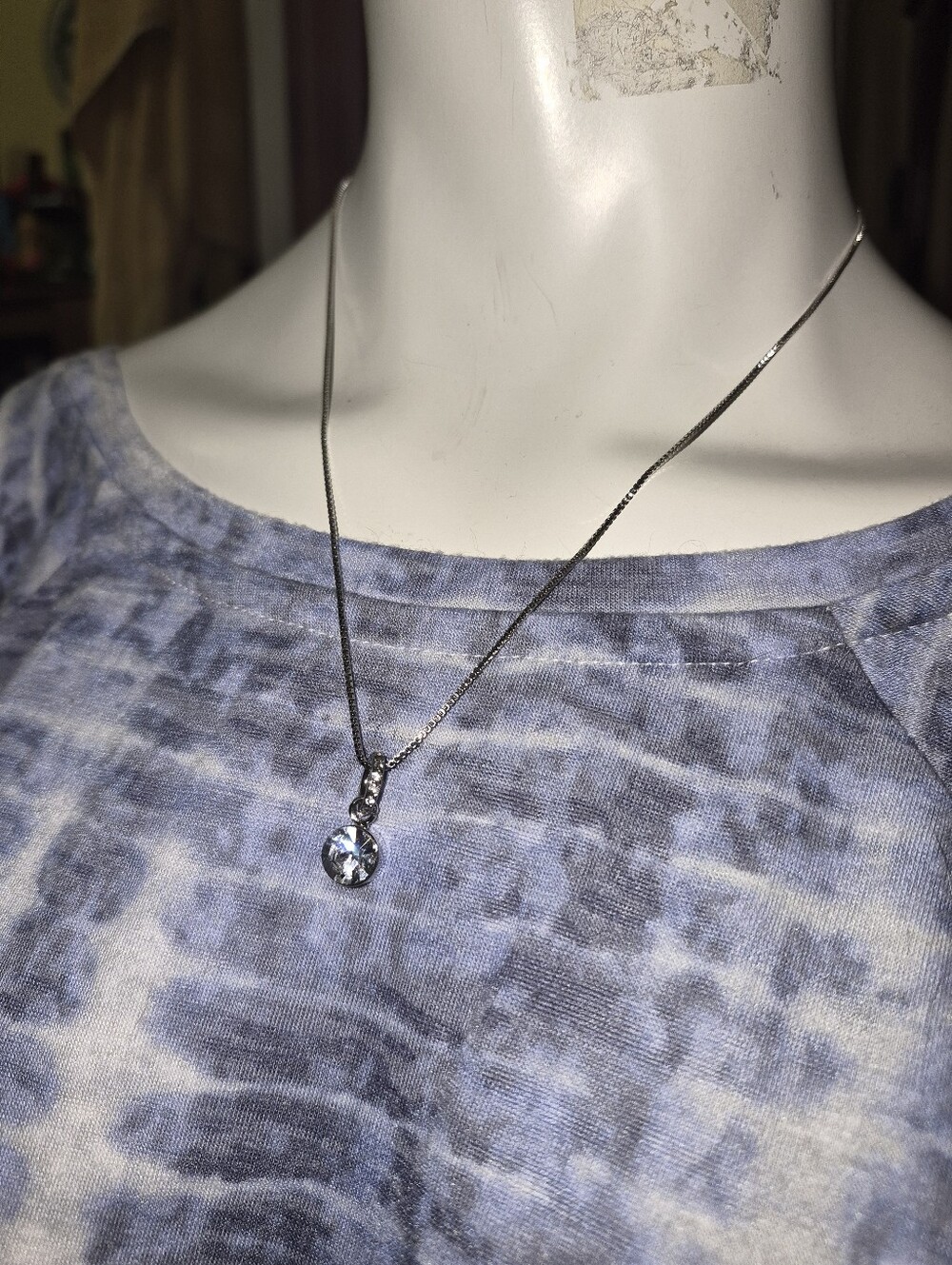 Fifth Avenue Collection White Faceted Glass Bezel Pendant Necklace